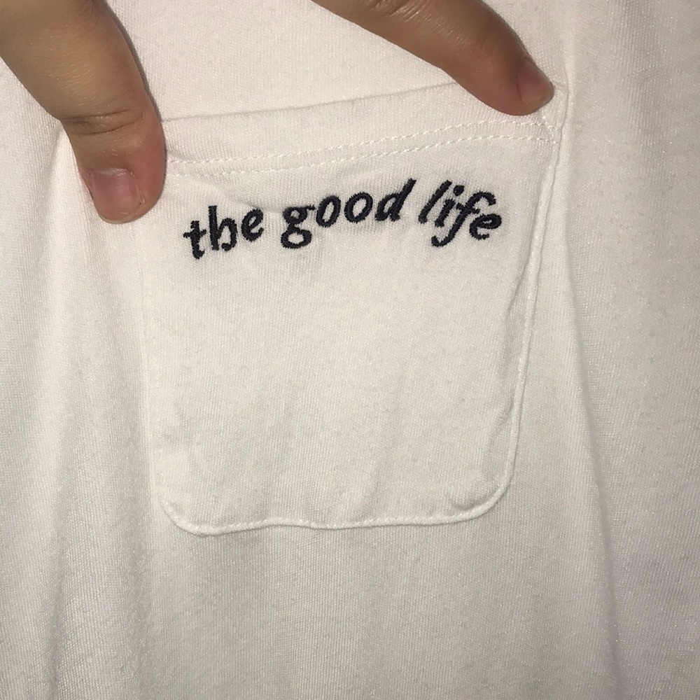 Embroidered “the good life” pocket tee